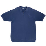 Vintage Nike Classic Swoosh Blue Polo Shirt 1990S Size Large