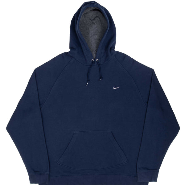 Vintage Nike Classic Swoosh Navy Hoodie Sweatshirt 2000S Size 2XL