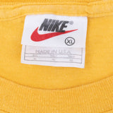 Vintage Nike Classic Swoosh Yellow Tee Shirt 1990S Size XL Made In Usa