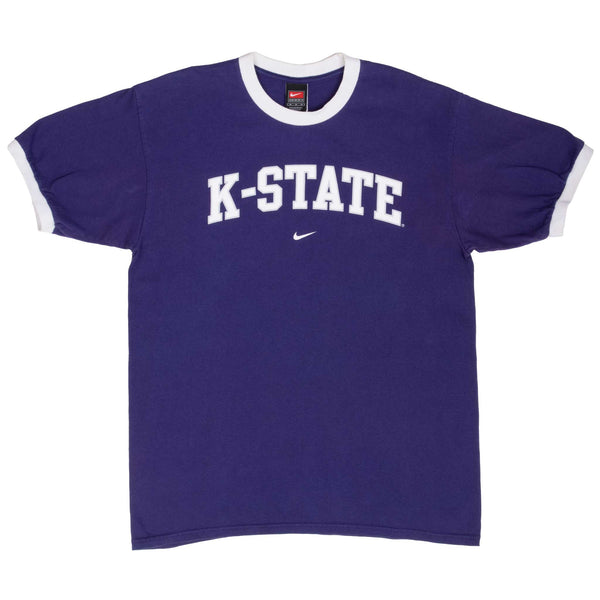 Vintage Nike Ncaa Kansas State Ringer Purple Tee Shirt 1990S Medium