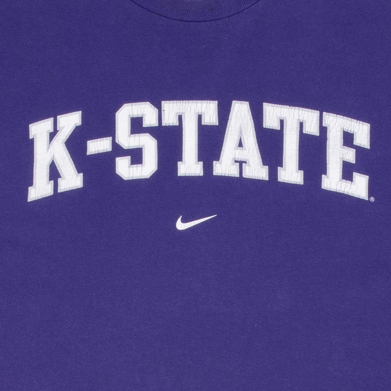 VINTAGE NIKE NCAA KANSAS STATE RINGER PURPLE TEE SHIRT 1990S MEDIUM