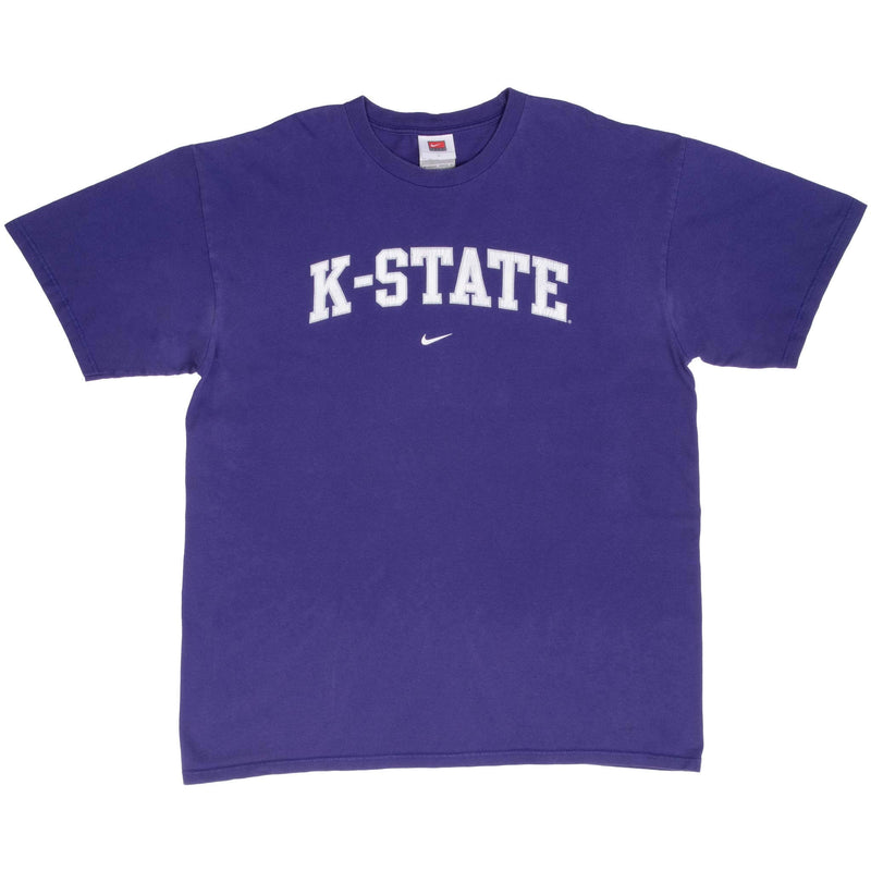 VINTAGE NIKE NCAA KANSAS STATE RINGER PURPLE TEE SHIRT 1990S MEDIUM