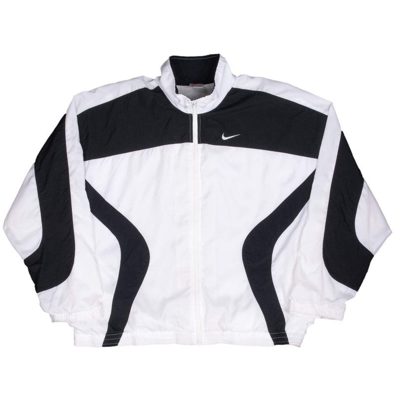 Vintage Nike Swoosh Black And White Windbreaker Jacket 1990S Size Large