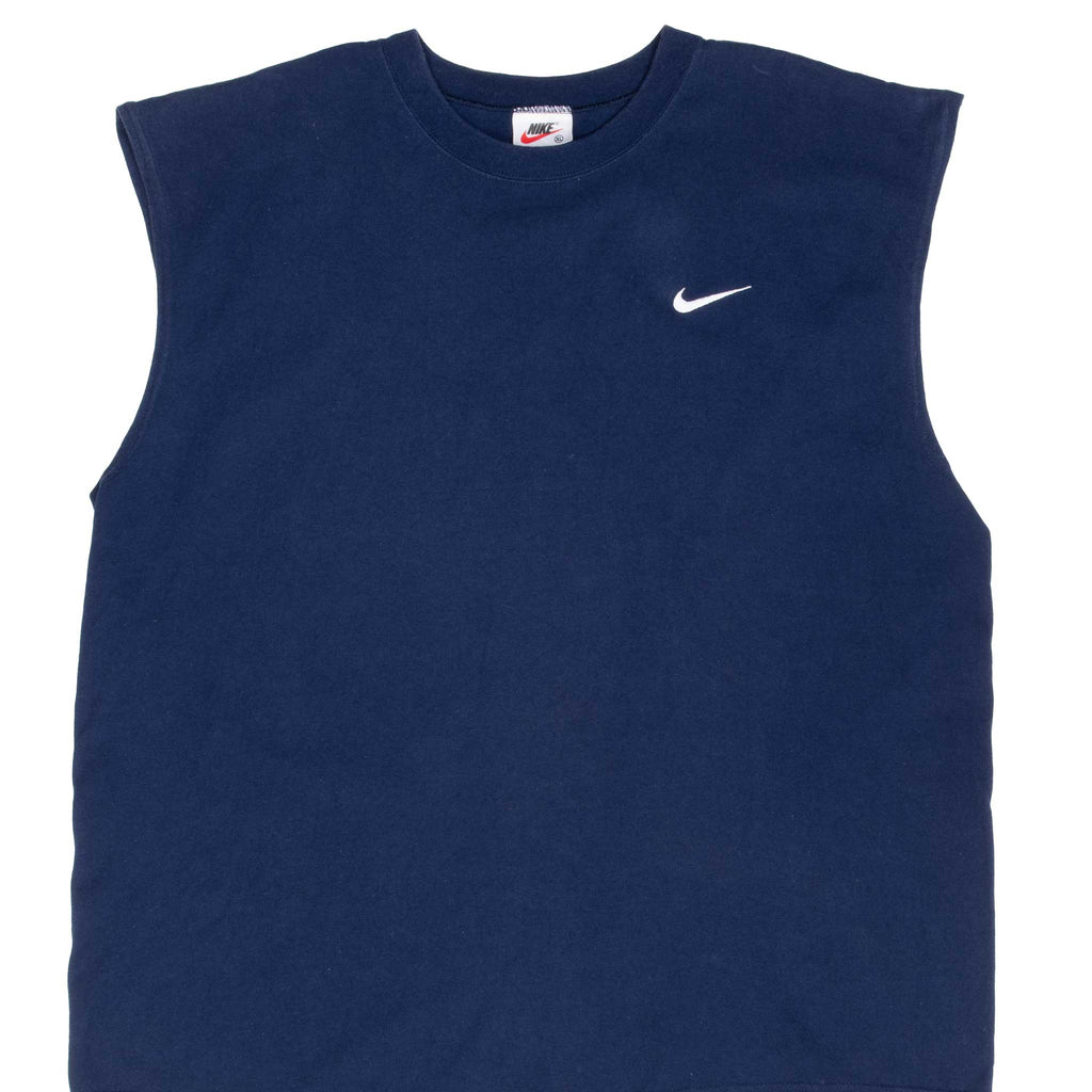 Vintage Nike Classic Swoosh Navy Blue Tank Top Tee Shirt 1990S Size XL Made In USA