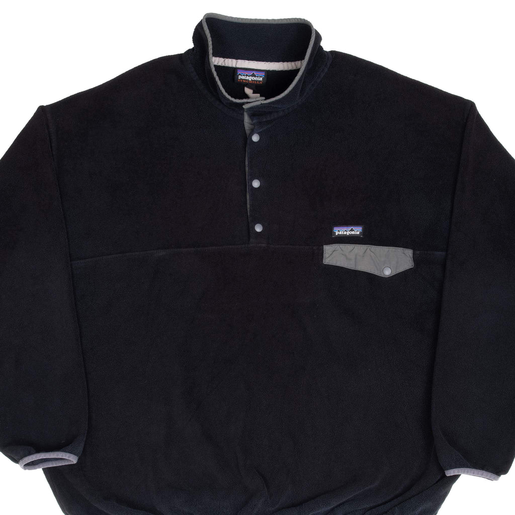 Vintage Patagonia 1990S Synchilla Snap T Black Fleece Pullover Size 2XL