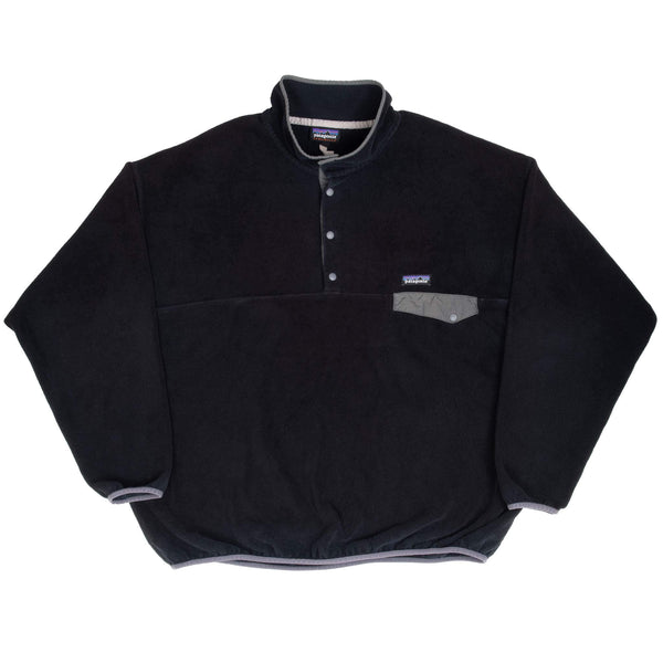 Vintage Patagonia 1990S Synchilla Snap T Black Fleece Pullover Size 2XL