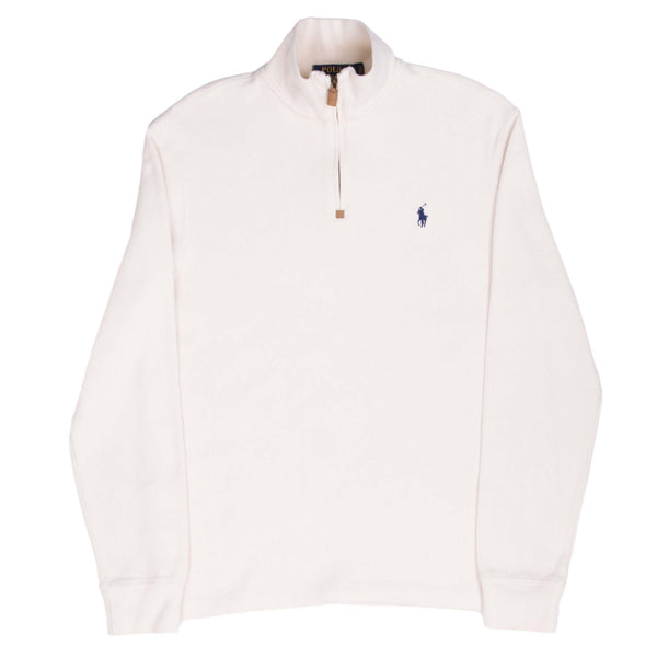 Vintage Polo Ralph Lauren Ivory 1990S Quarter 1/4 Zip Sweater Size Small