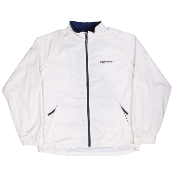 Vintage Polo Sport Ralph Lauren White Windbreaker Jacket 1990S Size Large