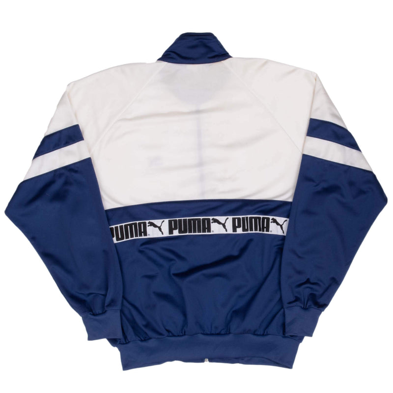 Vintage Puma Track White and Blue Jacket 1980S Size Large