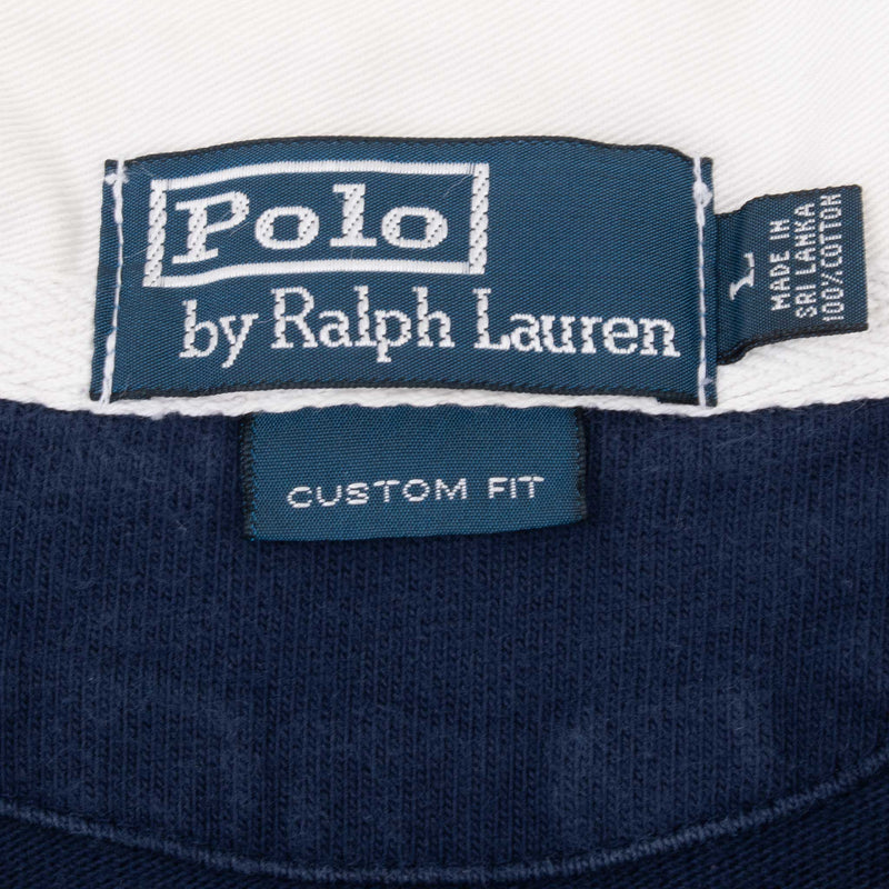 Vintage Ralph Lauren Blue Rugby Polo Shirt 1990S Large