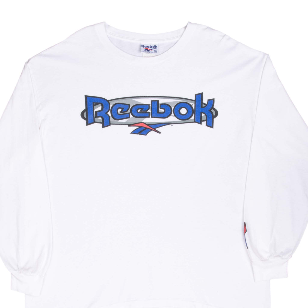 Vintage Reebok Spellout 1990S Long Sleeve Tee Shirt Size XL Made In Usa