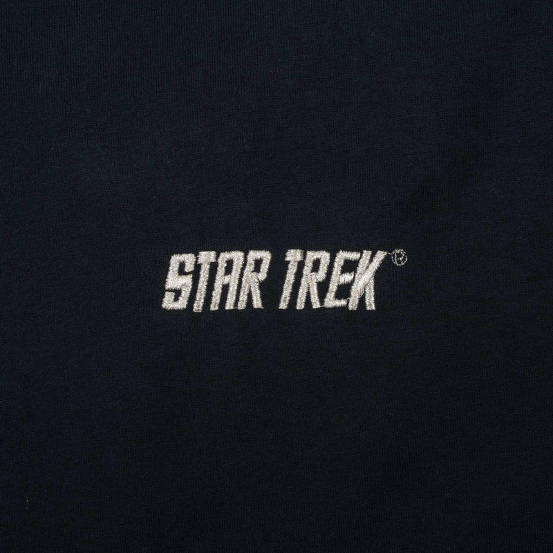 Vintage Star Trek Embroidered Black Tee Shirt 1990S Size XL Made In Usa