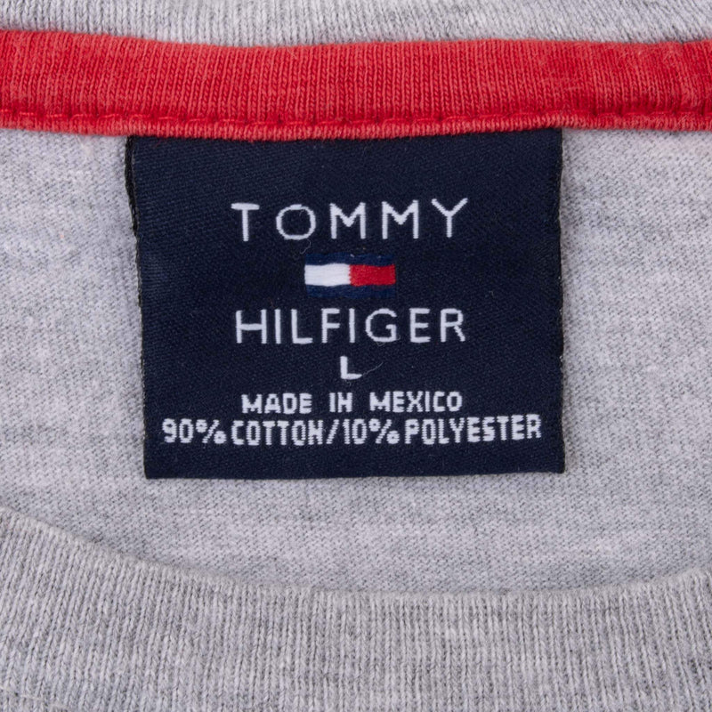 Vintage Tommy Hilfiger Spellout Grey Long Sleeve Tee Shirt 2000S Large