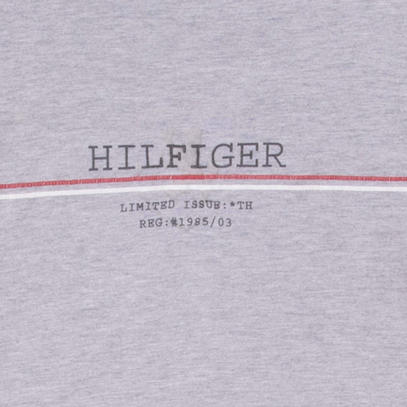 Vintage Tommy Hilfiger Spellout Grey Long Sleeve Tee Shirt 2000S Large