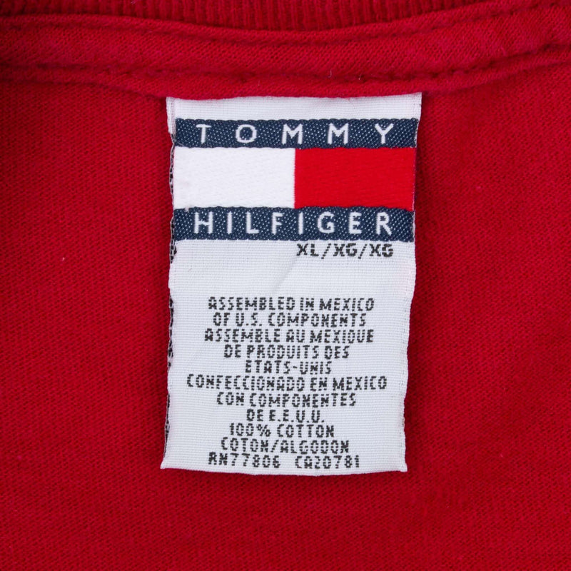 Vintage Tommy Hilfiger Spellout Red Tee Shirt 1990S Size XL