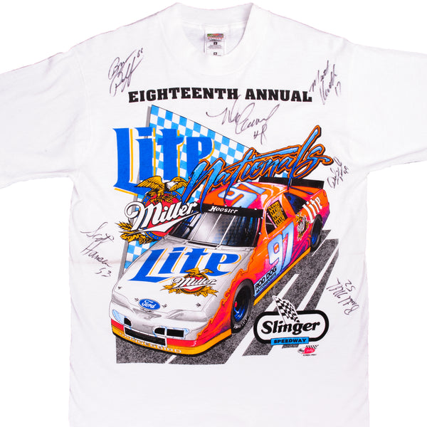 Autographed Vintage Nascar 18th Annual Nationals 1996 Tee Shirt Size M With Single Stitch Sleeves. Made In USA