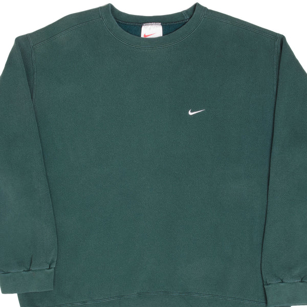 Vintage Nike Swoosh Green Crewneck Sweatshirt 1990S Size Large Made In USA