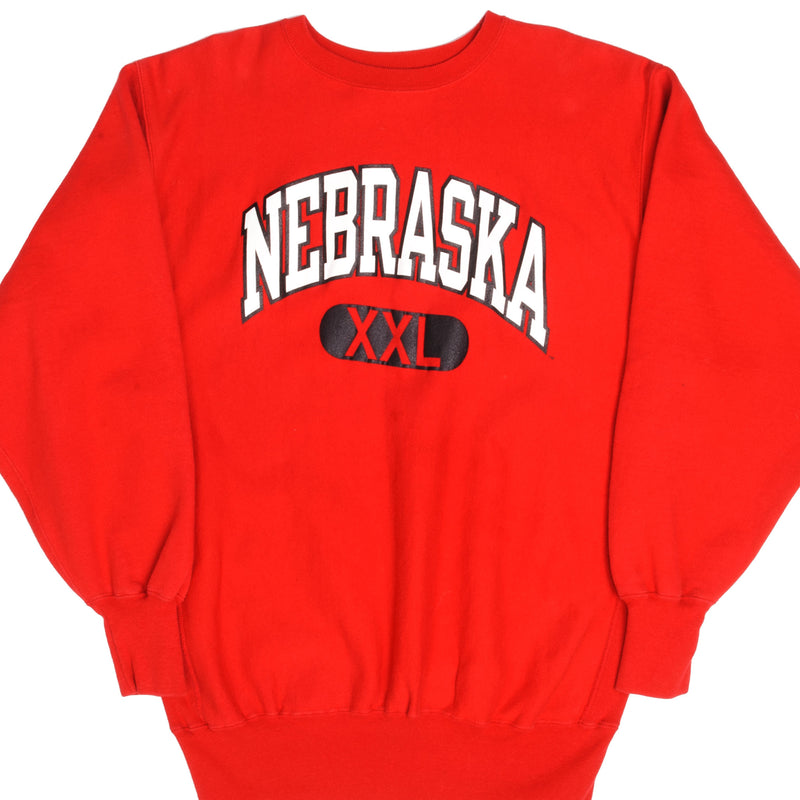 Vintage Reverse Weave Nebraska University Champion Sweatshirt 1990S Size 2XL Made In USA