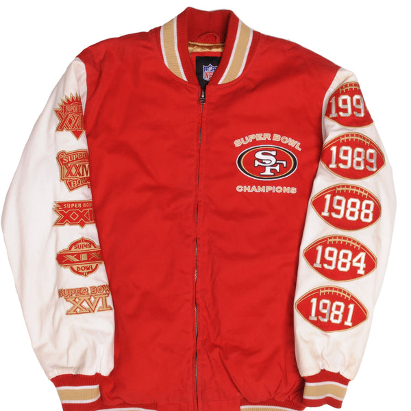 Vintage NFL San Francisco 49Ers Super Bowl Champion 1994, 1989, 1988, 1984, 1981 Jacket Size Large