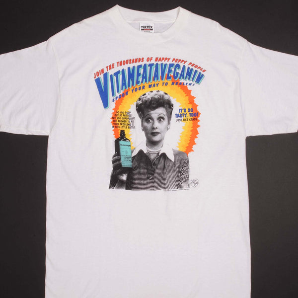 Vintage Vitameatavegamin 1992 Advertisement Tee Shirt Size Medium With Single Stitch Sleeves