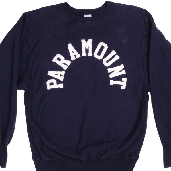 Vintage Black Champion  Reverse Weave Paramount Crewneck Sweater 90S Size XLarge. Made In USA.