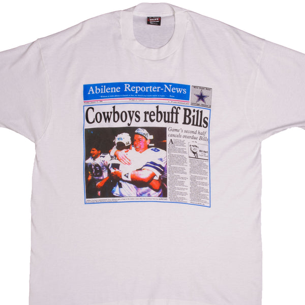 Vintage NFL Dallas Cowboys Champion Vs Buffalo Bills Tee Shirt 1994 Size XL Made In USA With Singe Stitch Sleeves