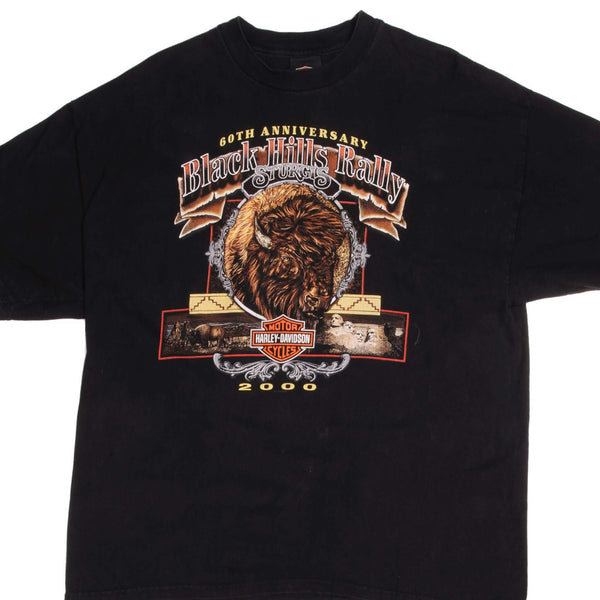 Vintage Black Harley Davidson 60th Anniversary Black Hills Rally Sturgis 2000  T Shirt Size XLarge Made In USA.