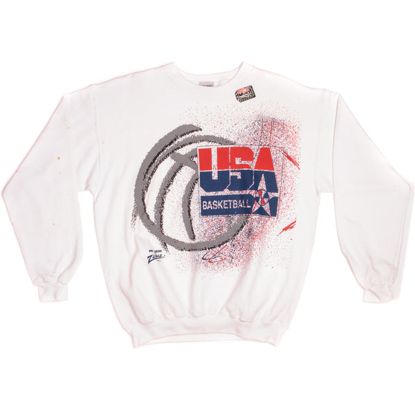 Vintage USA Basketball Sweatshirt Zubaz Size Large Made In USA.