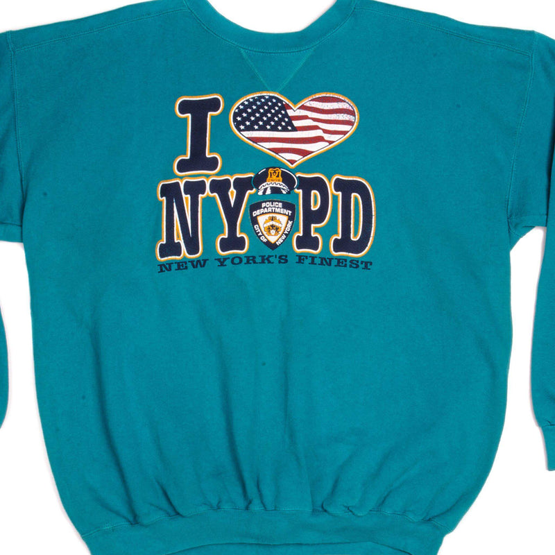 Vintage I Love NYPD New York's Finest Tultex Sweatshirt 1990s Size Large Made In USA.