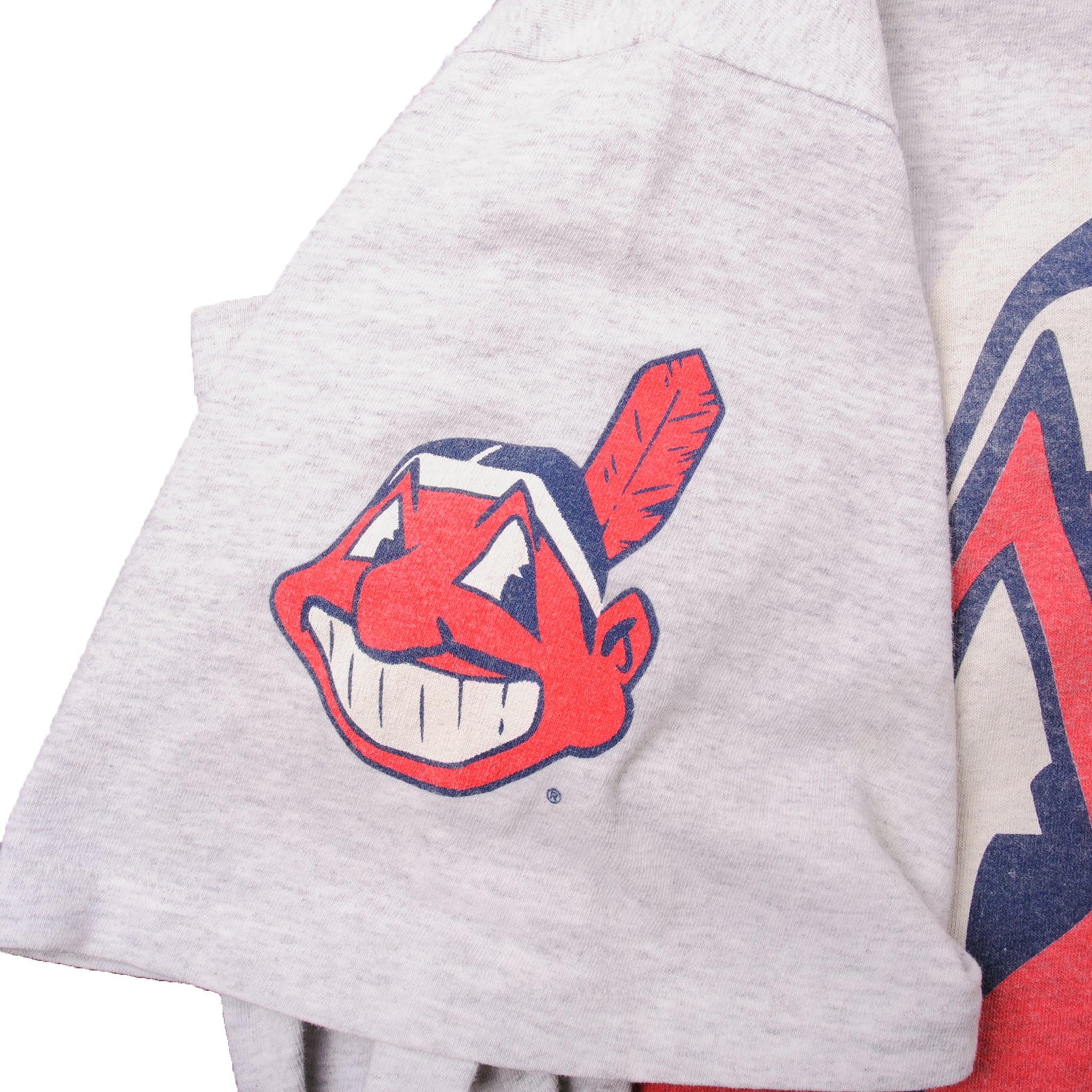 VINTAGE 90S CLEVELAND INDIANS SEWN MAJESTIC JERSEY YOUTH KIDS LARGE CHIEF  WAHOO