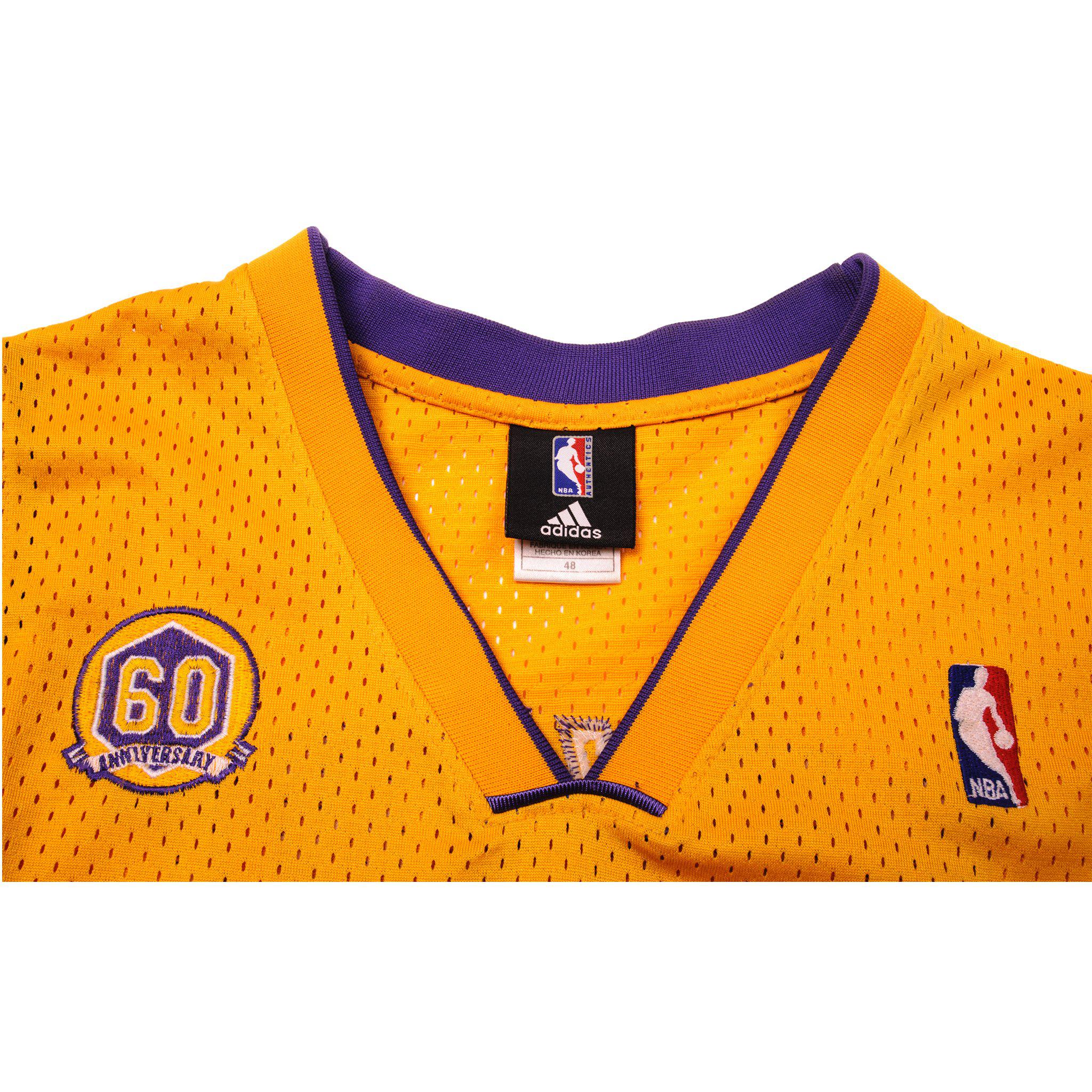 Adidas Los Angeles LA Lakers Kobe Bryant 24 60th Anniversary Jersey Yellow  52