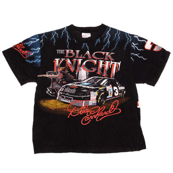 Vintage Nascar Dale Earnhardt The Black Knight Tee Shirt 1990s Size XL Made in USA with single stitch sleeves.