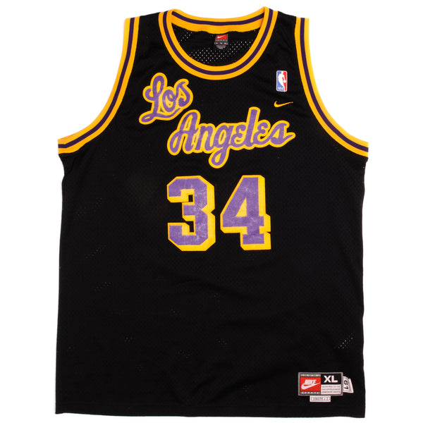ShopExile 90s Lakers Tank Top Shaq 34 Purple Basketball Jersey Los Angeles NBA Retro Shaquille O'Neal 1990s Sports Shirt Vintage Extra Large XL