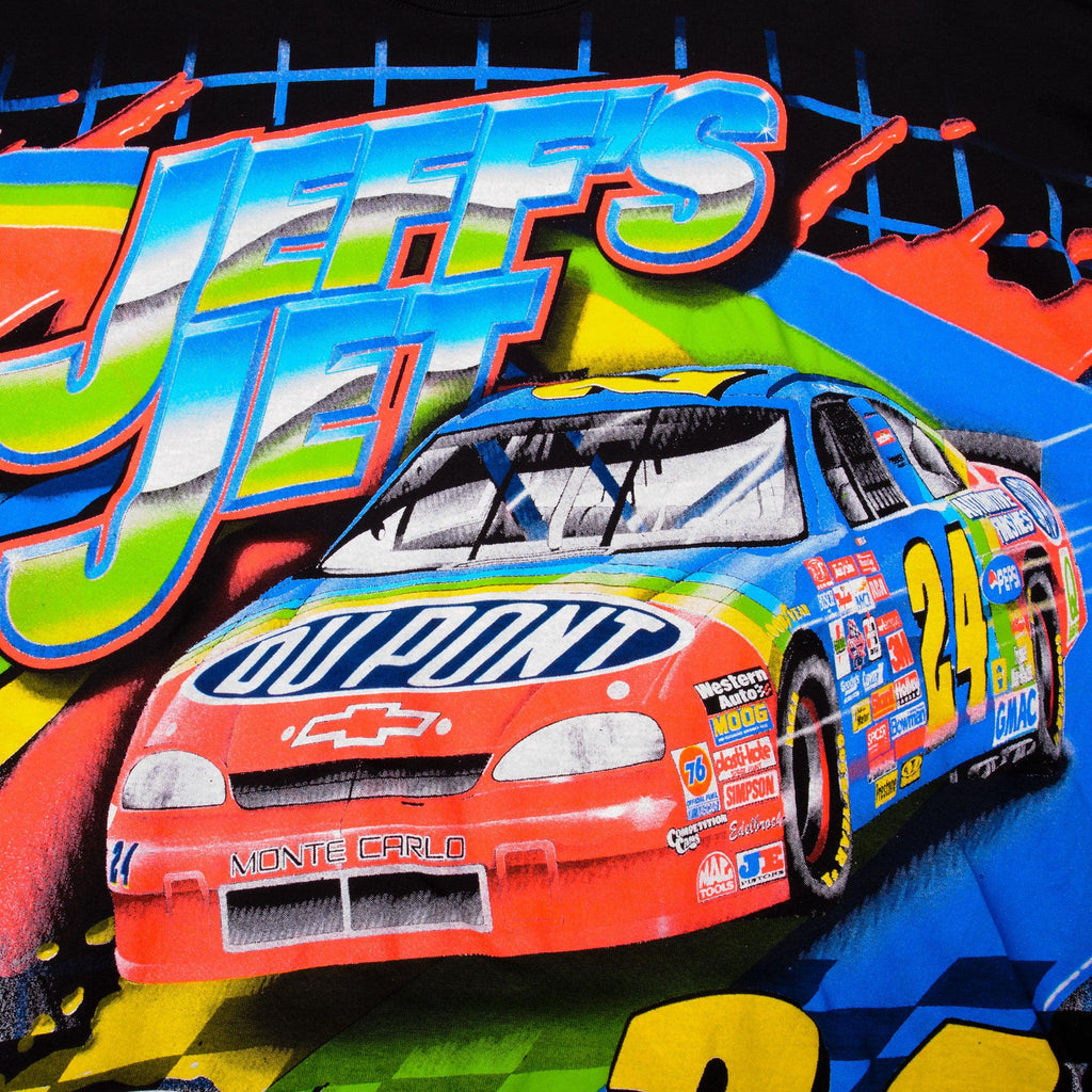 VINTAGE NASCAR ALL OVER PRINT JEEF GORDON JEFF JET 1997 TEE SHIRT XL MADE  IN USA