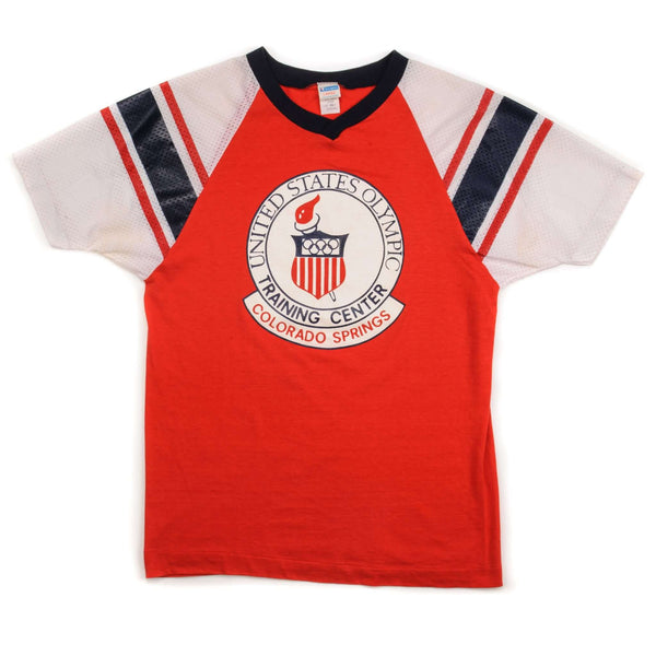 CAMISETA VINTAGE DEL CENTRO DE ENTRENAMIENTO OLÍMPICO DE LOS ESTADOS UNIDOS, CAMPEÓN, AÑOS 70, TAMAÑO MEDIANO, FABRICADA EN EE. UU.