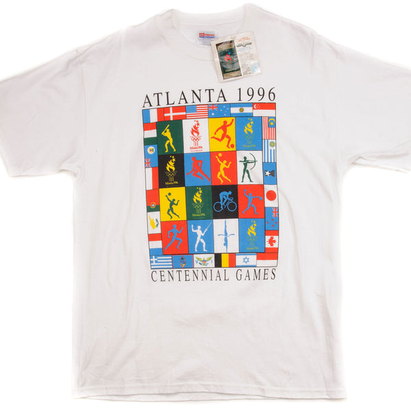 Sports / College Vintage All Over Print Atlanta Olympics 1996 Tee Shirt Size Large Made in USA