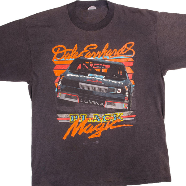 Vintage Nascar Dale Earnhardt "Black Magik" Tee Shirt 1990 Size L With Single Stitch Sleeves. Made in USA