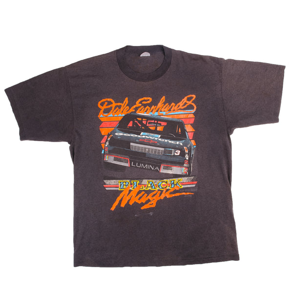 Vintage Nascar Dale Earnhardt "Black Magik" Tee Shirt 1990 Size L With Single Stitch Sleeves. Made in USA