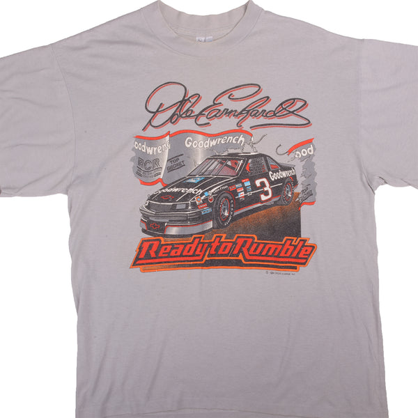 Vintage Nascar Dale Earnhardt Ready To Rumble Tee Shirt 1989 Size L With Single Stitch Sleeves. Made In USA   