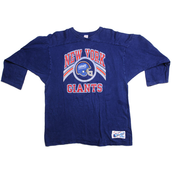 CAMISETA RAGLÁN VINTAGE DE LA NFL CHAMPION DE LOS NEW YORK GIANTS DE PRINCIPIOS DE LA DÉCADA DE 1980, GRANDE, FABRICADA EN EE. UU.