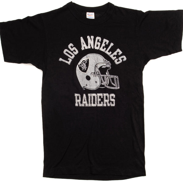 CAMISETA VINTAGE DE LA NFL CHAMPION DE LOS ANGELES RAIDERS DE PRINCIPIOS DE LA DÉCADA DE 1980, TALLA XS, FABRICADA EN EE. UU.