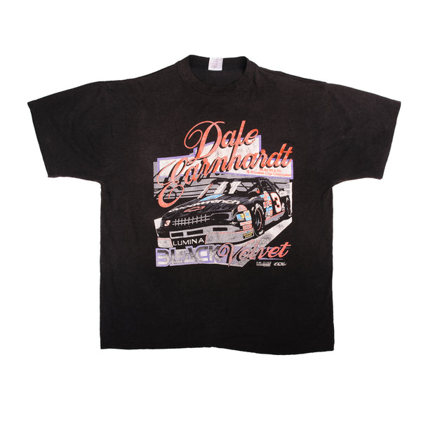 Vintage Nascar Dale Earnhardt Black Velvet Tee Shirt 1992 Size XLarge With Single Stitch Sleeves. Made In USA   