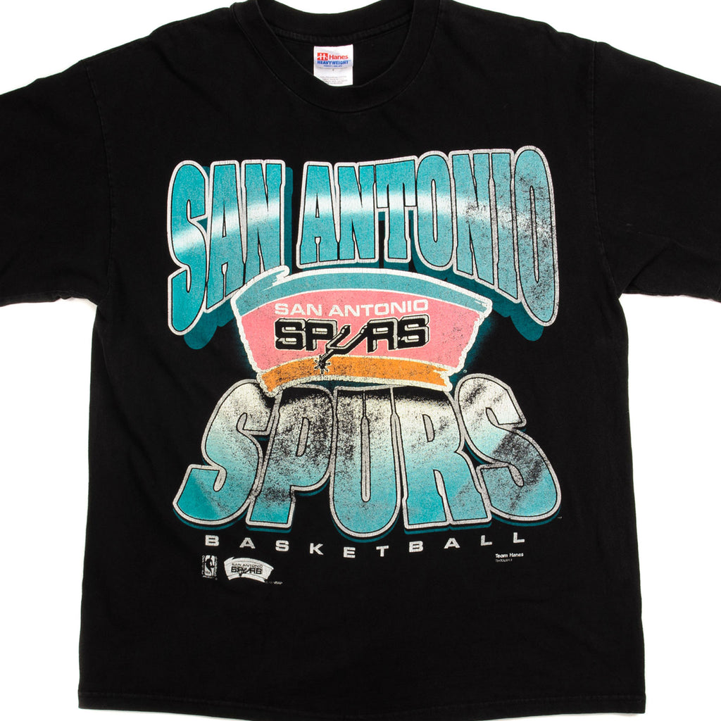 CustomCat San Antonio Spurs Vintage NBA Crewneck Sweatshirt Black / 4XL