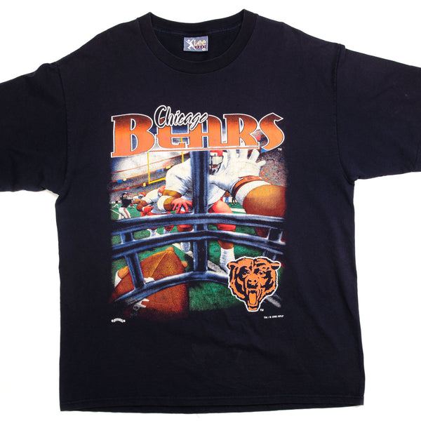 VINTAGE NFL CHICAGO BEARS TEE SHIRT 1995 SIZE XL MADE IN USA DARK BLUE