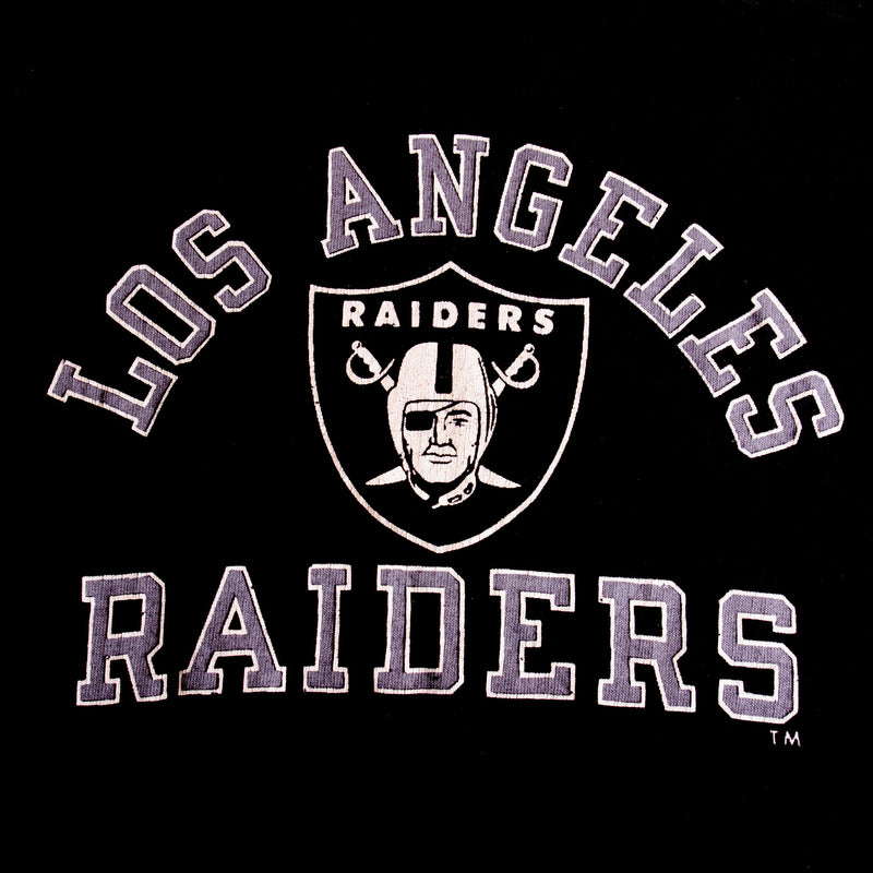 Vintage Champion NFL Los Angeles Raiders 2/3 Sleeves Tee Shirt Early 1980S Size L Made In USA With Single Stitch Sleeves