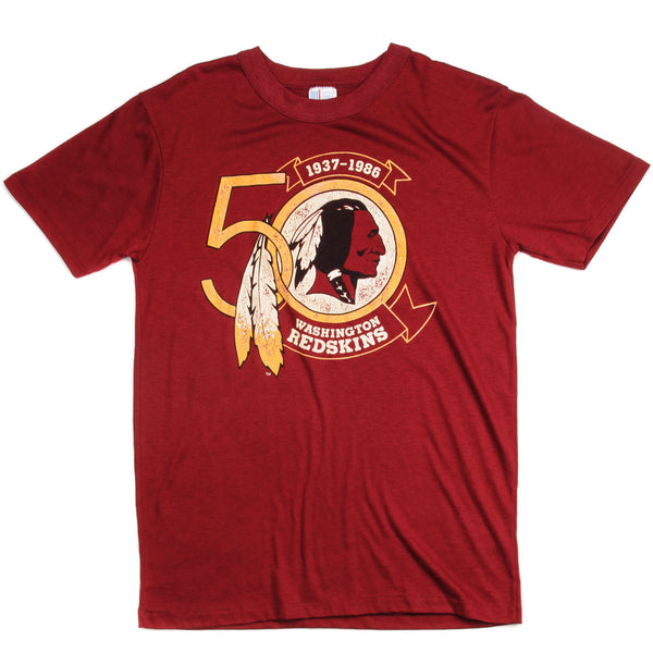 Vintage NFL 50Th Anniversary Washington Redskins Tee Shirt 1986 Size Medium Made In USA. RED