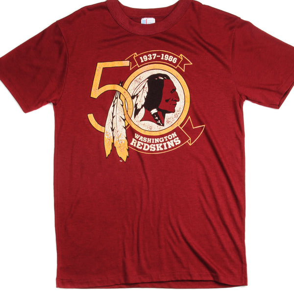 CAMISETA VINTAGE NFL 50.º ANIVERSARIO WASHINGTON REDSKINS 1986 MEDIANO FABRICADA EN EE. UU.