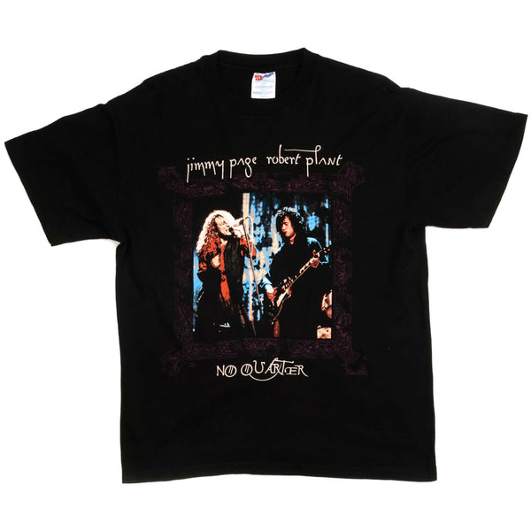 VINTAGE JIMMY PAGE AND ROBERT PLANT NO QUARTER WORLD TOUR 1995 TEE SHIRT SIZE LARGE BLACK