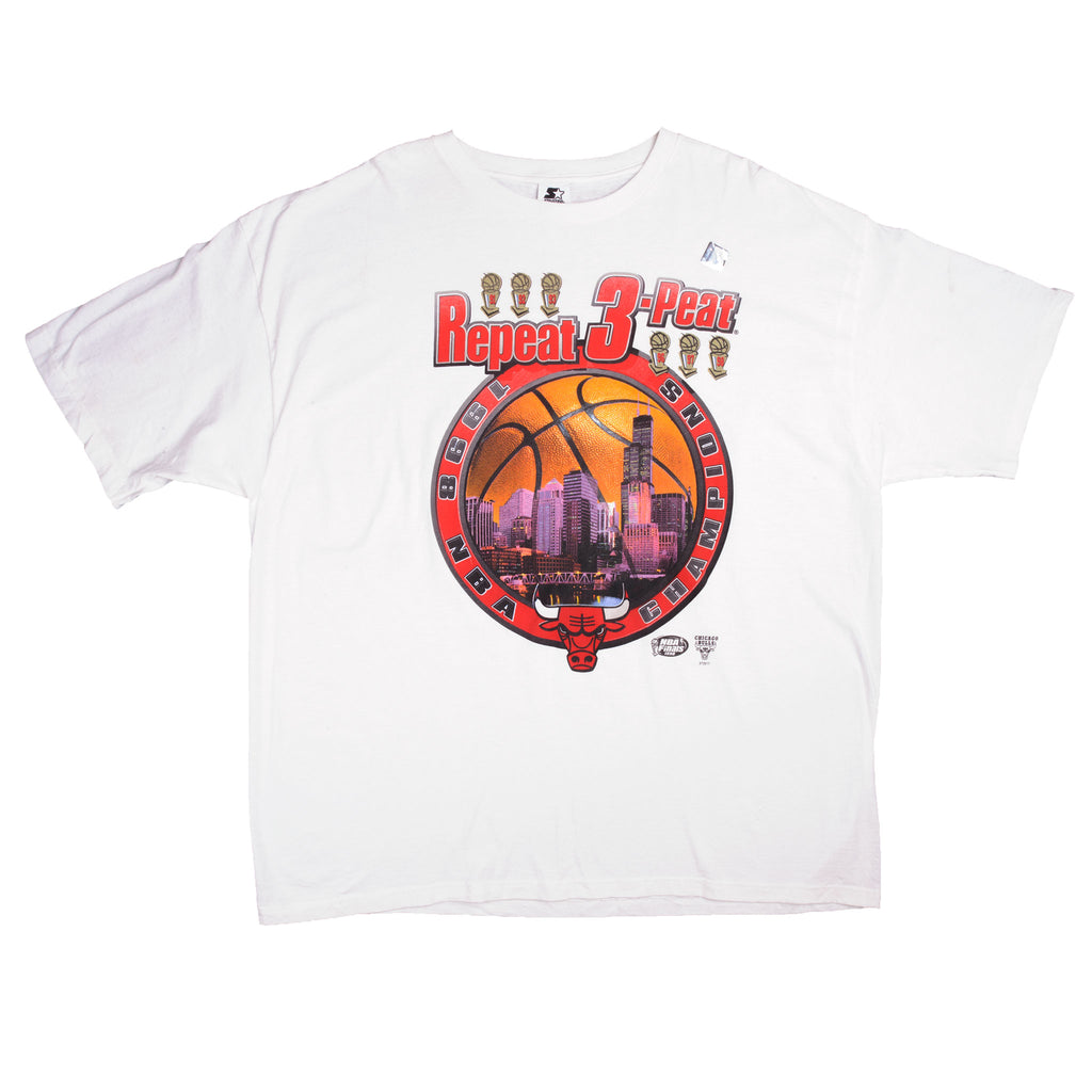 Vintage 1998 Nike Chicago Bulls NBA Champions White T Shirt Men