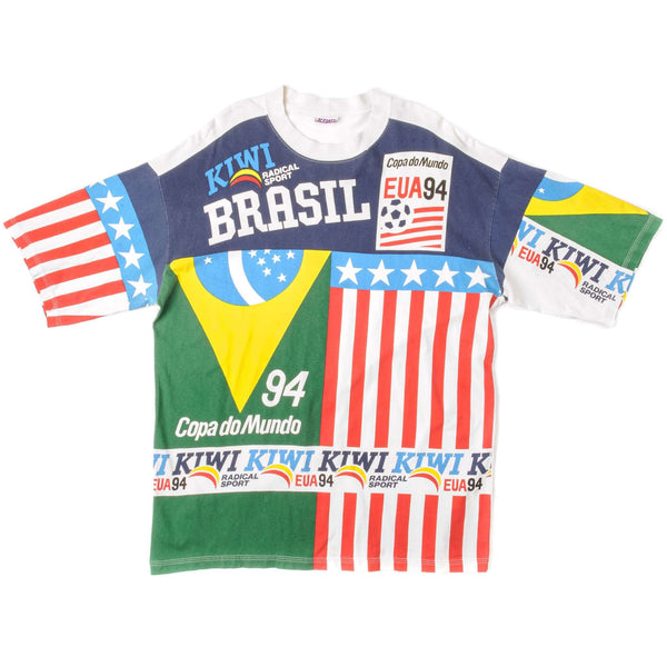 Vintage Soccer All Over Print Copa Do Mundo 94 Brasil Vs Usa Tee Shirt Size XL.Vintage Soccer All Over Print Copa Do Mundo 94 Brasil Vs Usa Tee Shirt Size XL.